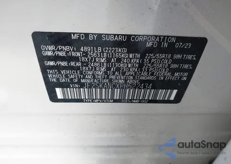 2023 Subaru Forester Limited из США, поврежденный, VIN JF2SKANCXPH522434